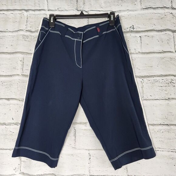 Nike Golf Women's Size 8 Fit Dry Athletic Bermuda Flat Front Blue Golf Shorts - Picture 1 of 9